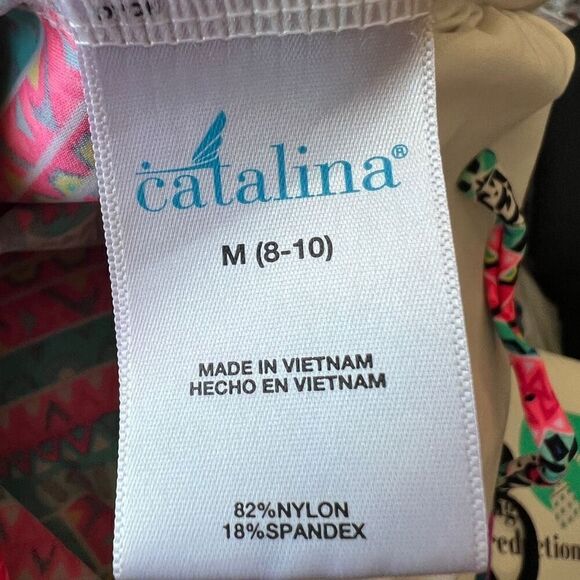 Catalina Tankini Swimsuit Tops Size Medium Multiprint Pink Aqua Blue White and - Picture 8 of 11